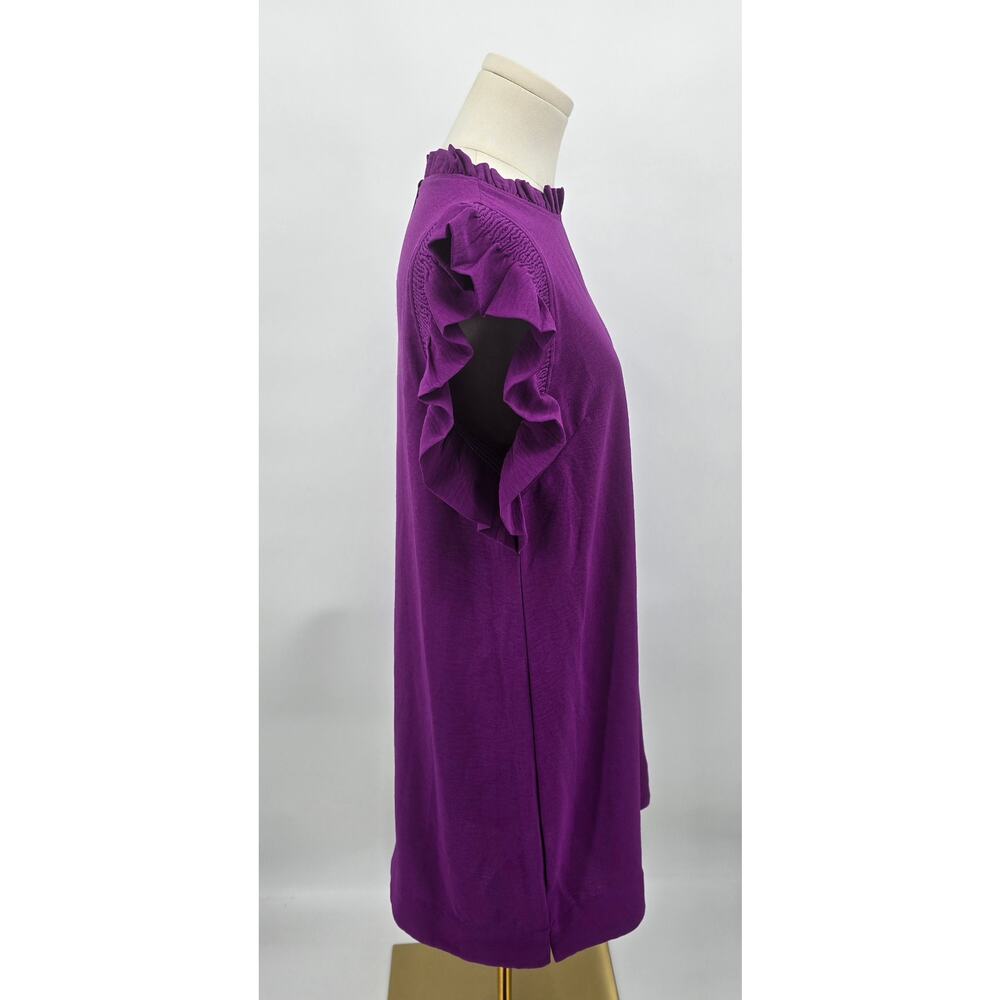 Jodifl Romantic Whimsical Ruffle Sleeve Woven Top – Vibrant Purple - Picture 2 of 5